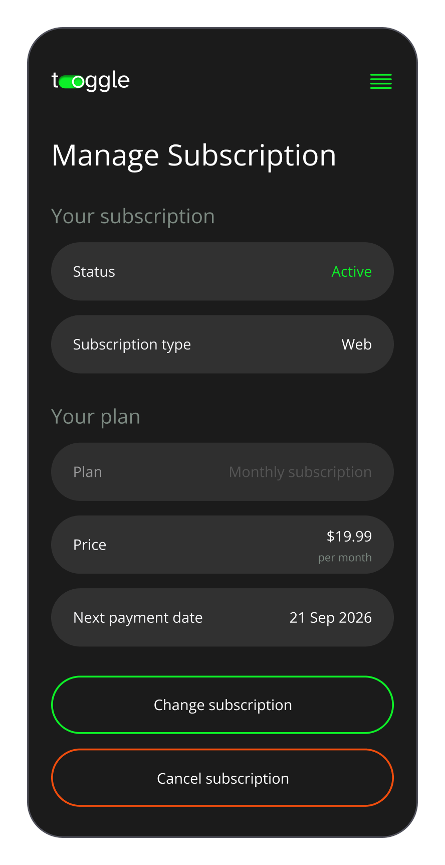 click the cancel subscription button