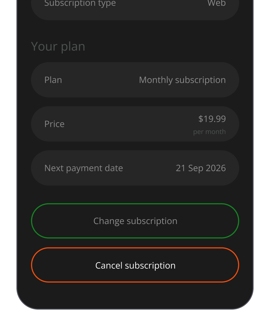 click the cancel subscription button