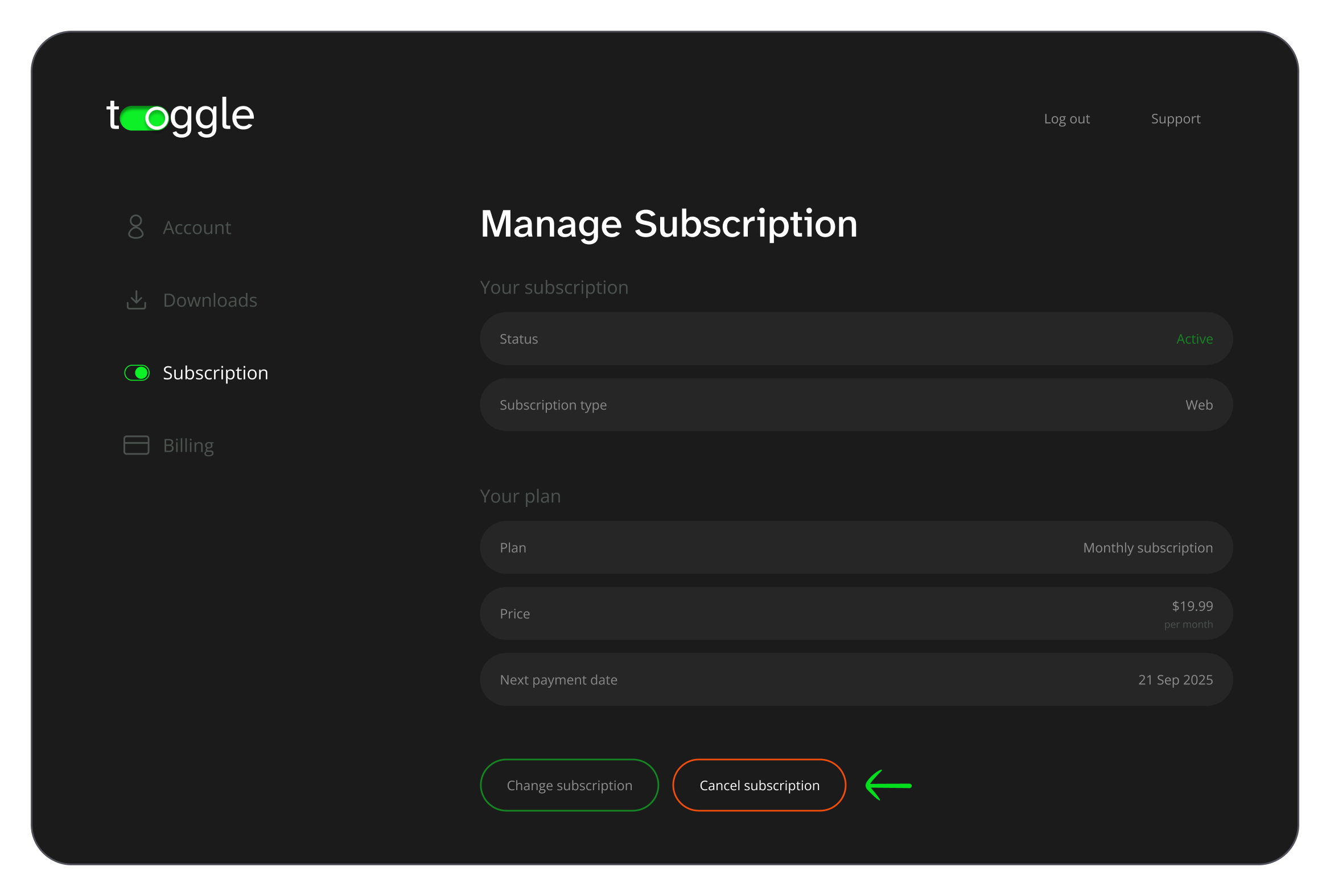 click the unsubscribe button
